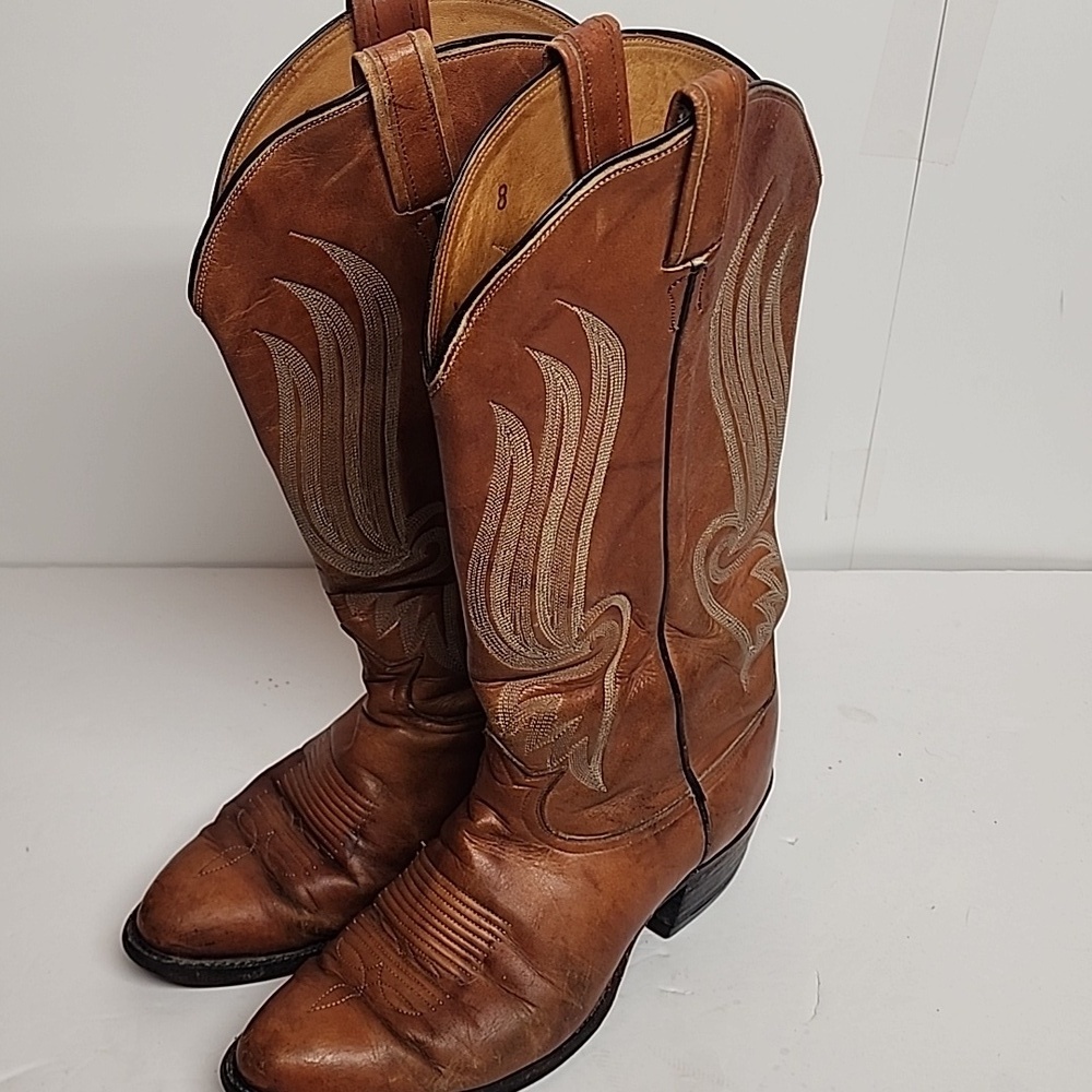 Tony Lama Cats Paw Vintage brown leather cowboy boots sz 8M/9.5W UNISEX YeeHaw!! - Picture 3 of 11